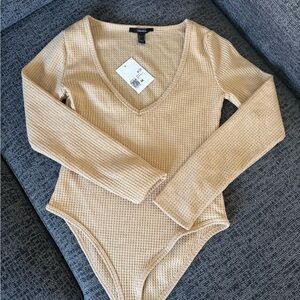 Forever 21 Tan Ribbed Bodysuit